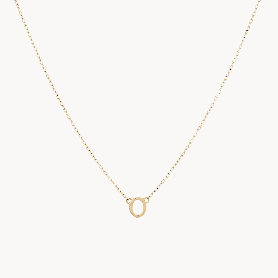 14K Solid Gold Baby Initial Necklace