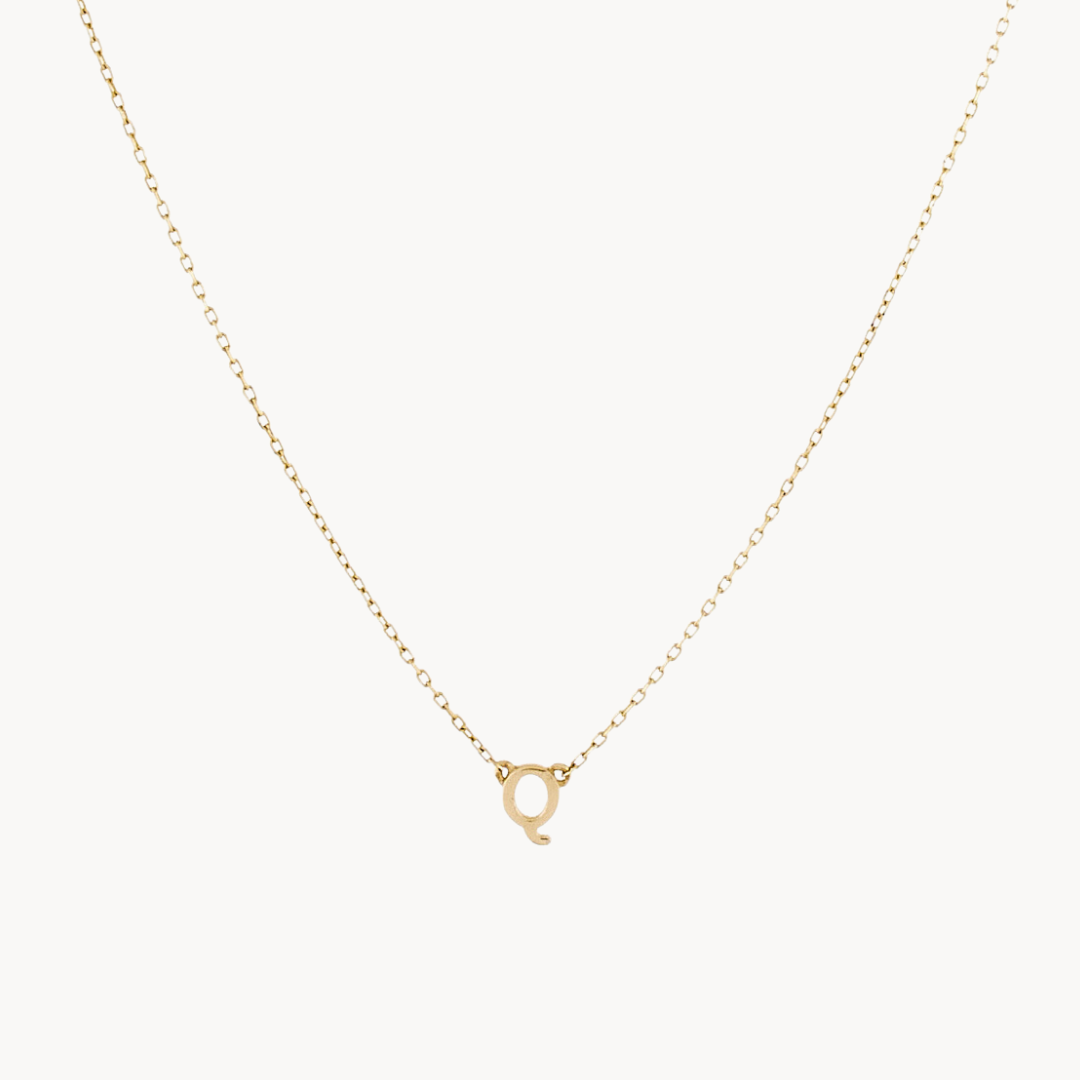 14K Solid Gold Baby Initial Necklace