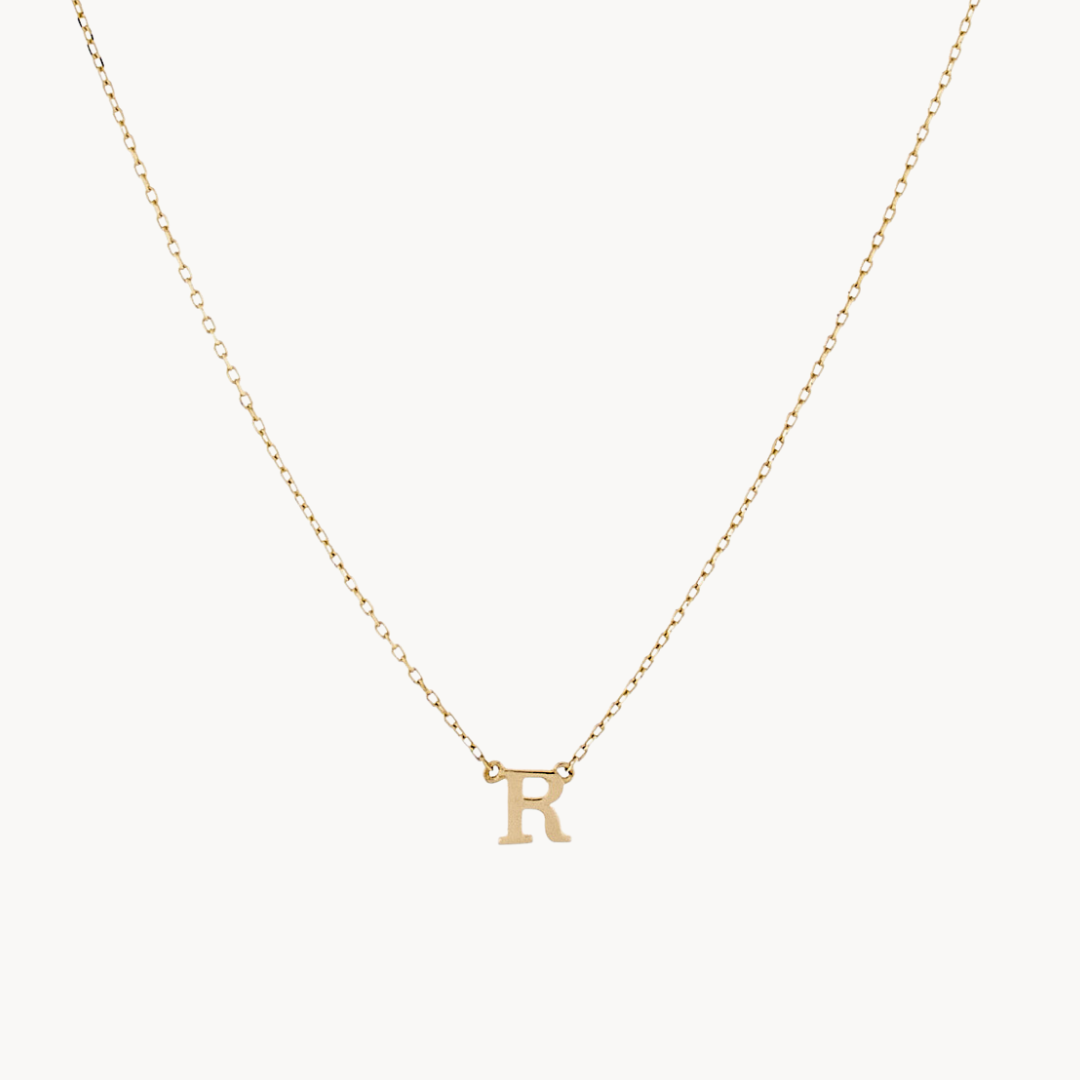 14K Solid Gold Baby Initial Necklace