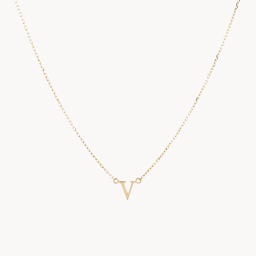 Classic Baby Initial Necklace – Solid Gold
