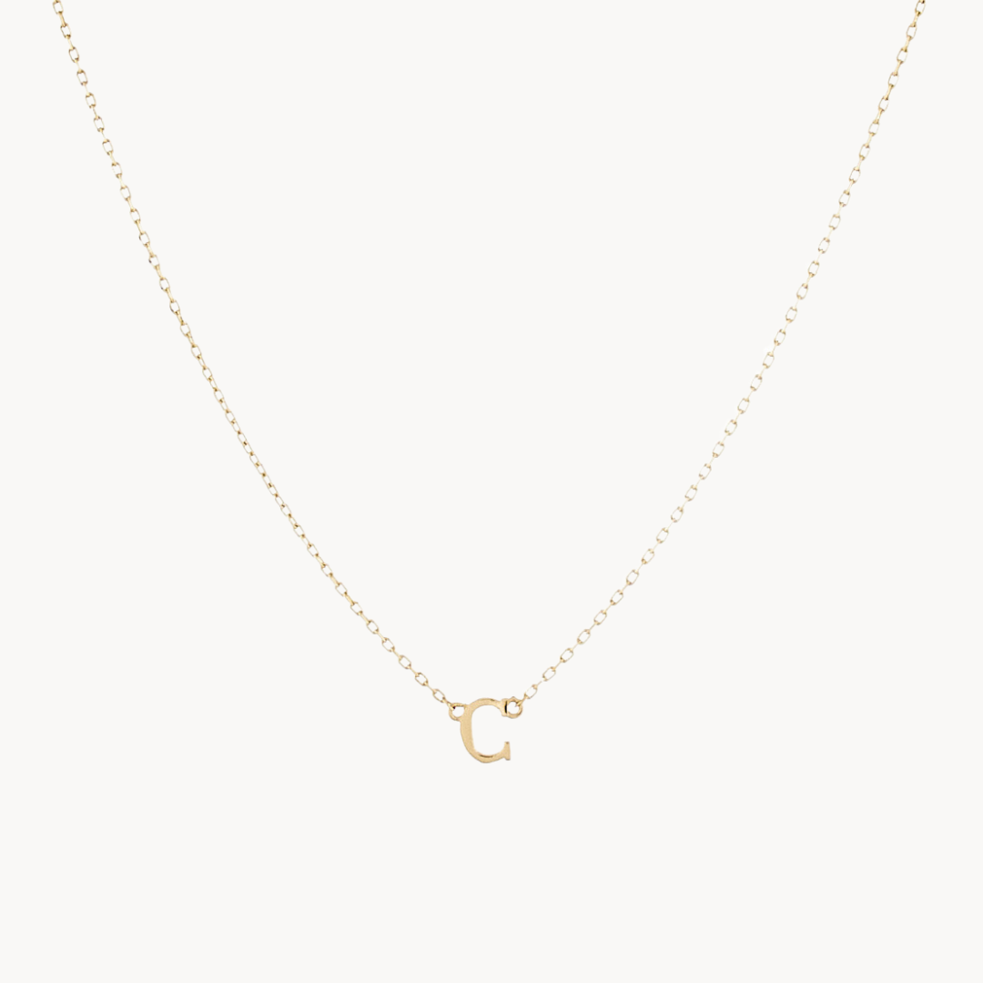 Classic Baby Initial Necklace – Solid Gold