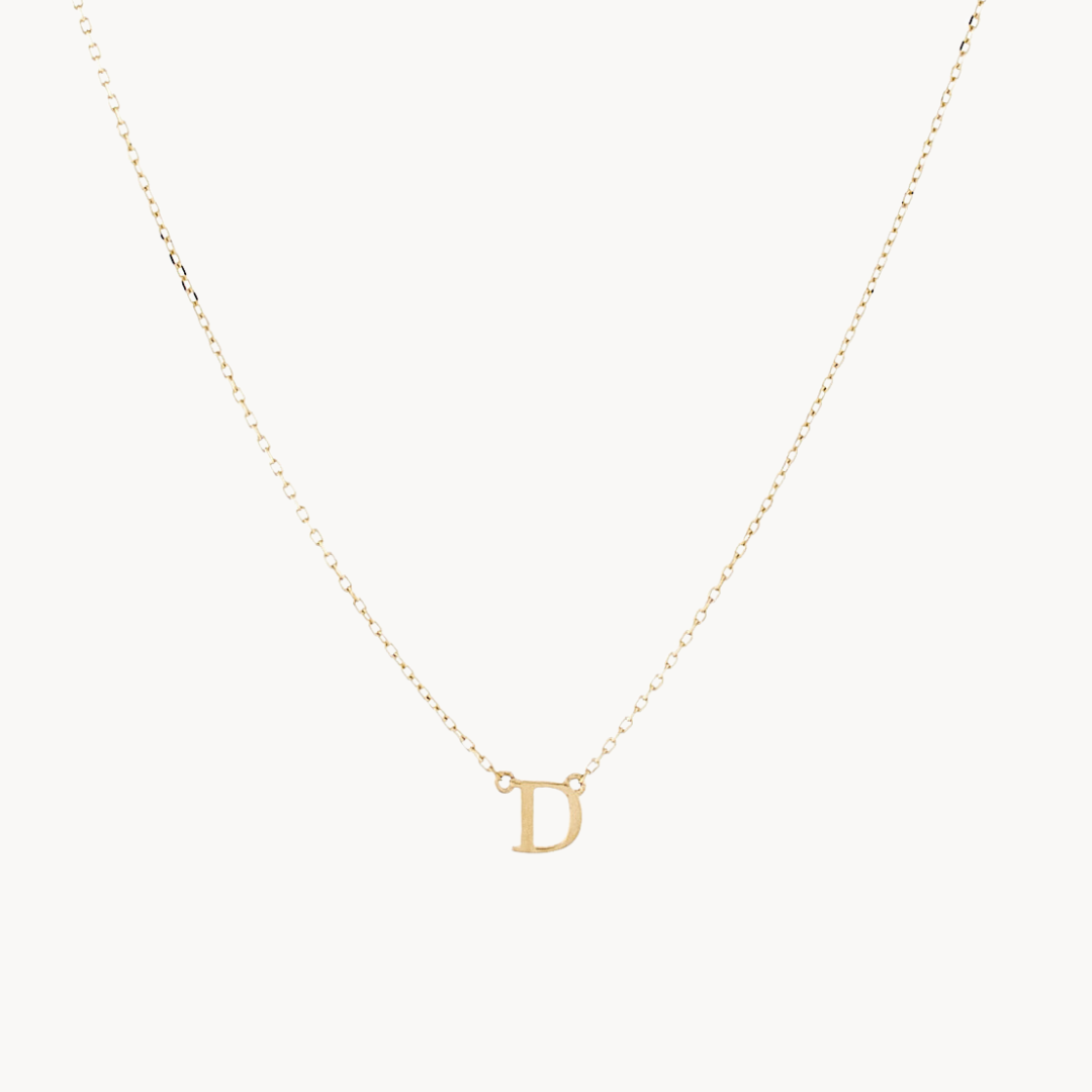 14K Solid Gold Baby Initial Necklace