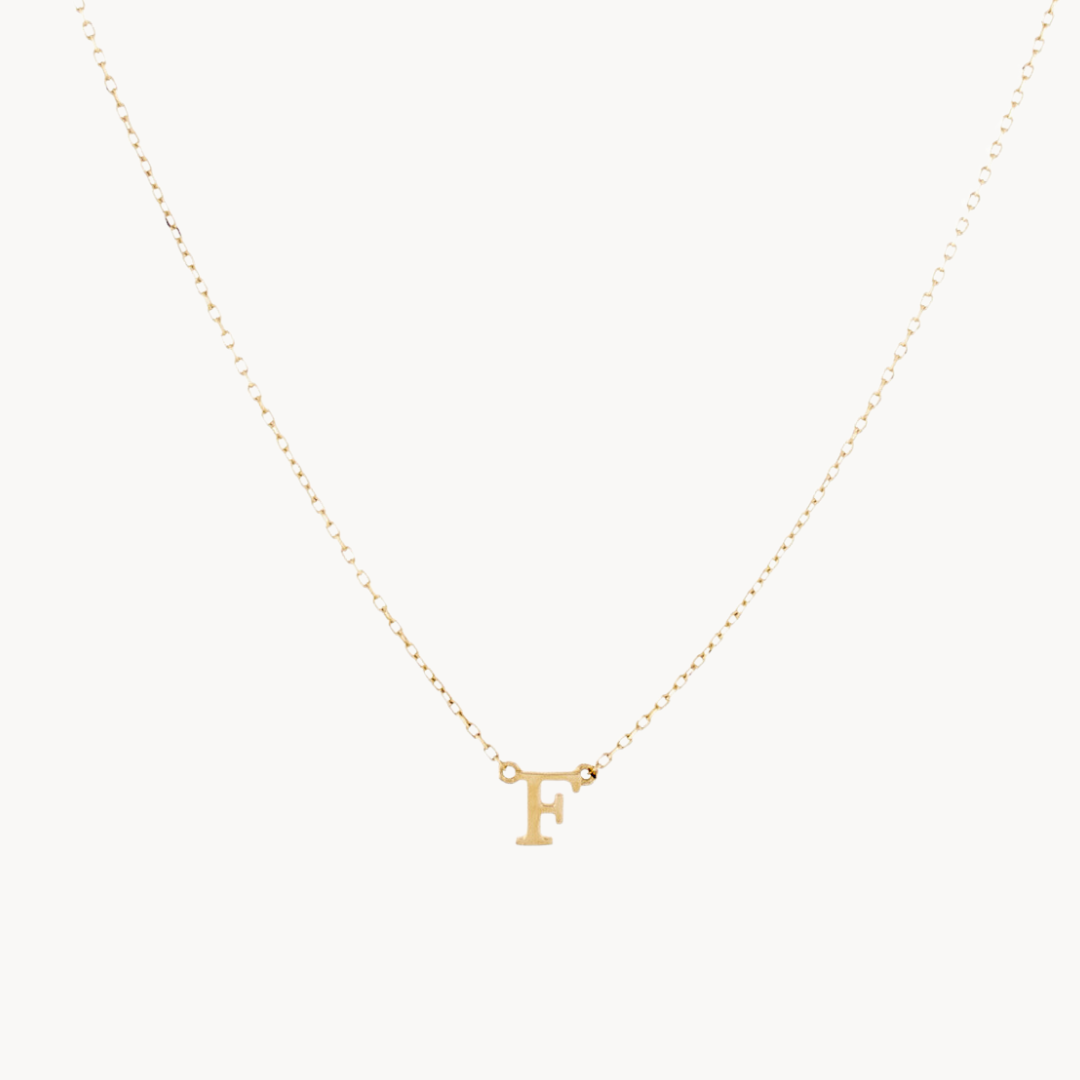 14K Solid Gold Baby Initial Necklace