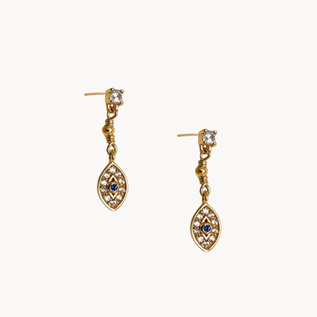 Evil Eye Gold Drop Earrings