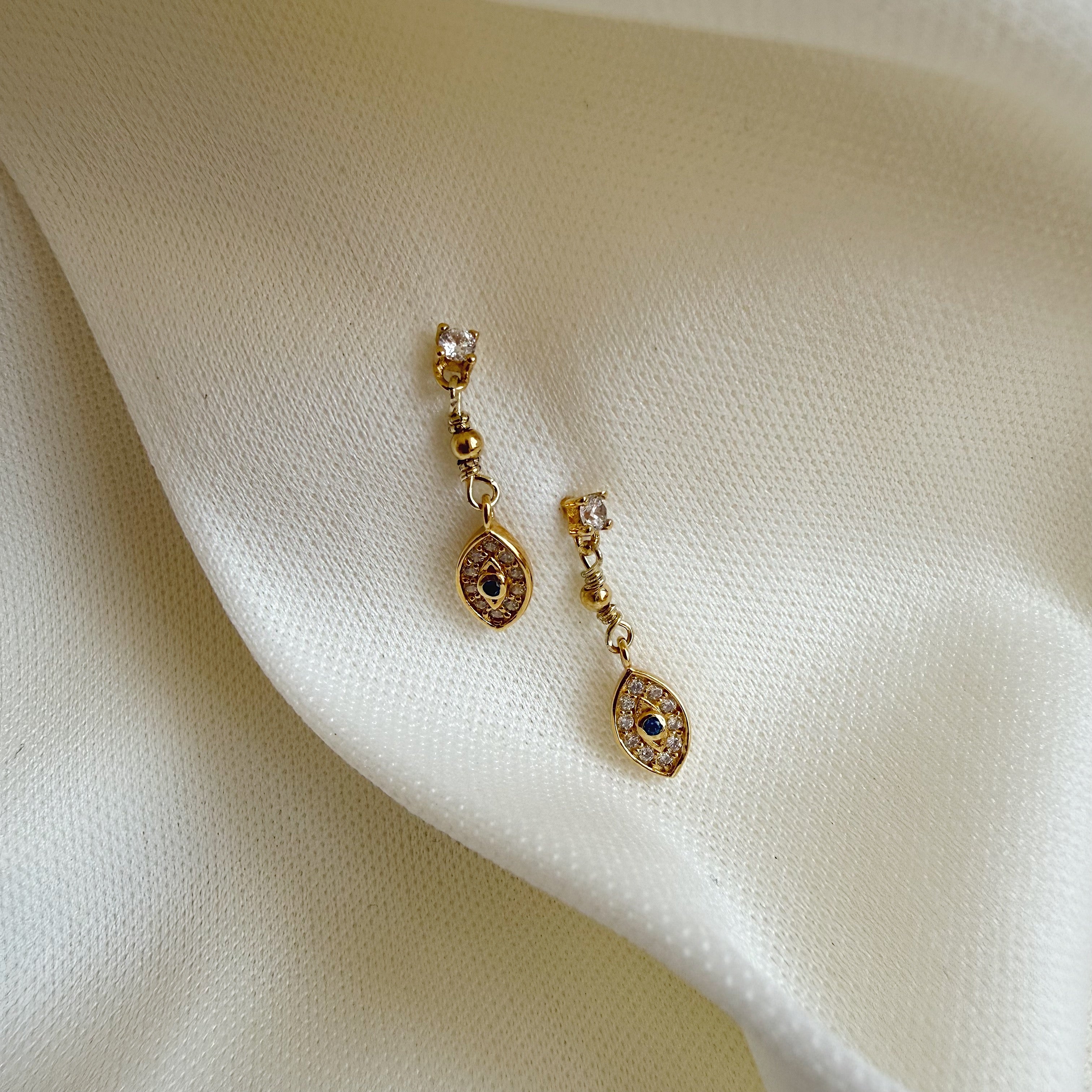 Evil Eye Gold Drop Earrings