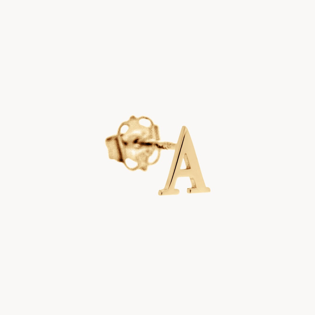 Classic Baby Initial Solid Gold Stud - Single