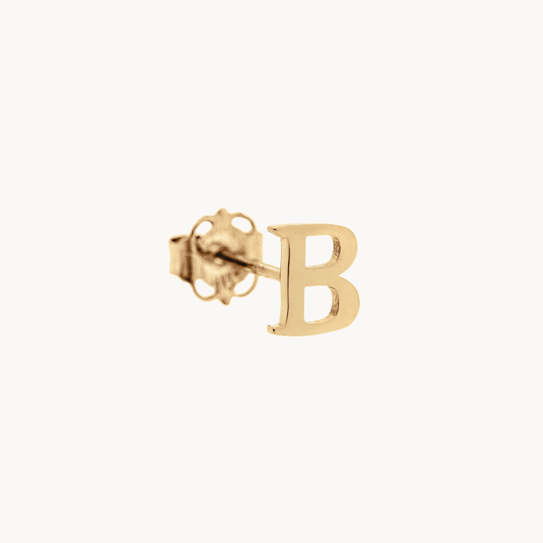 Classic Baby Initial Solid Gold Stud - Single