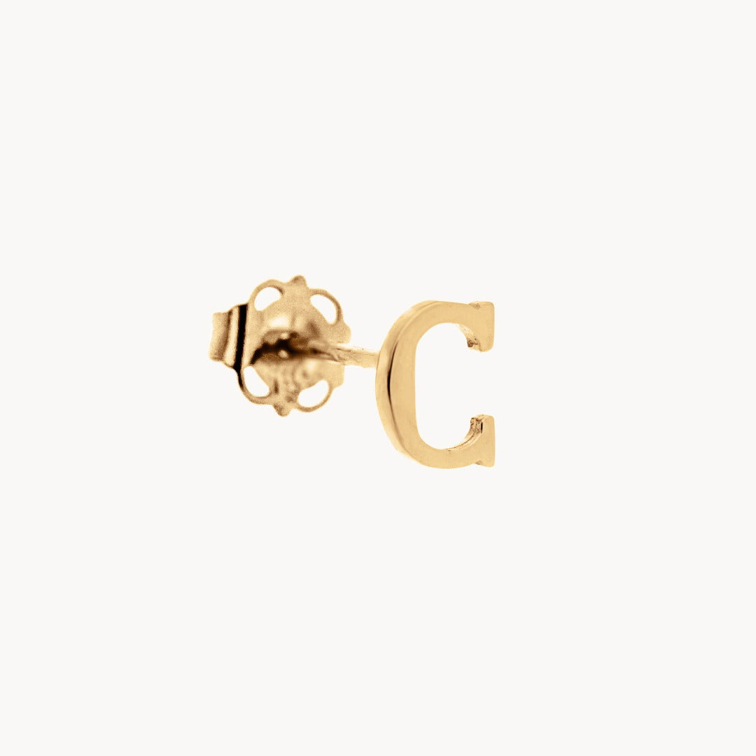 14K Gold Baby Initial Stud - Single