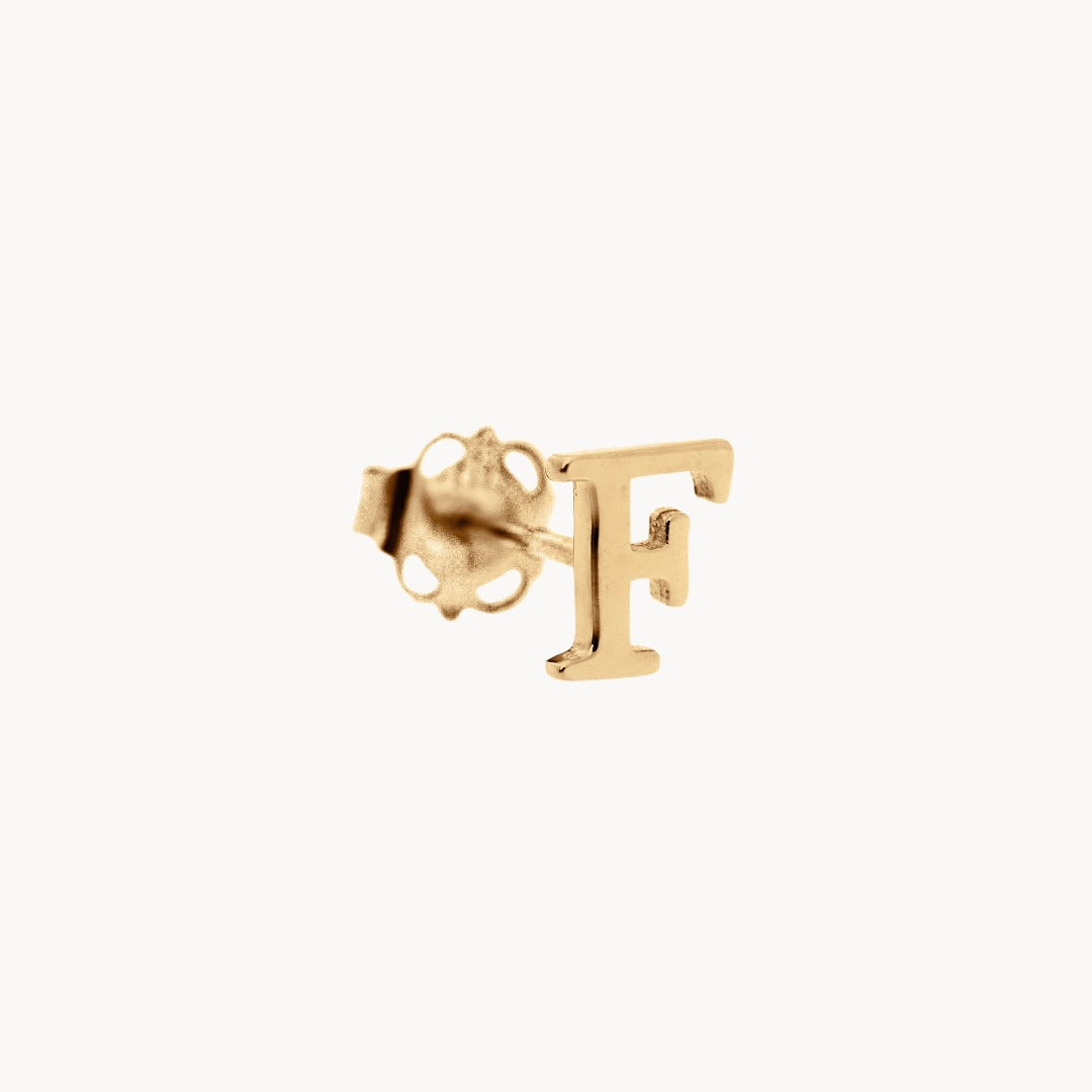 Classic Baby Initial Solid Gold Stud - Single
