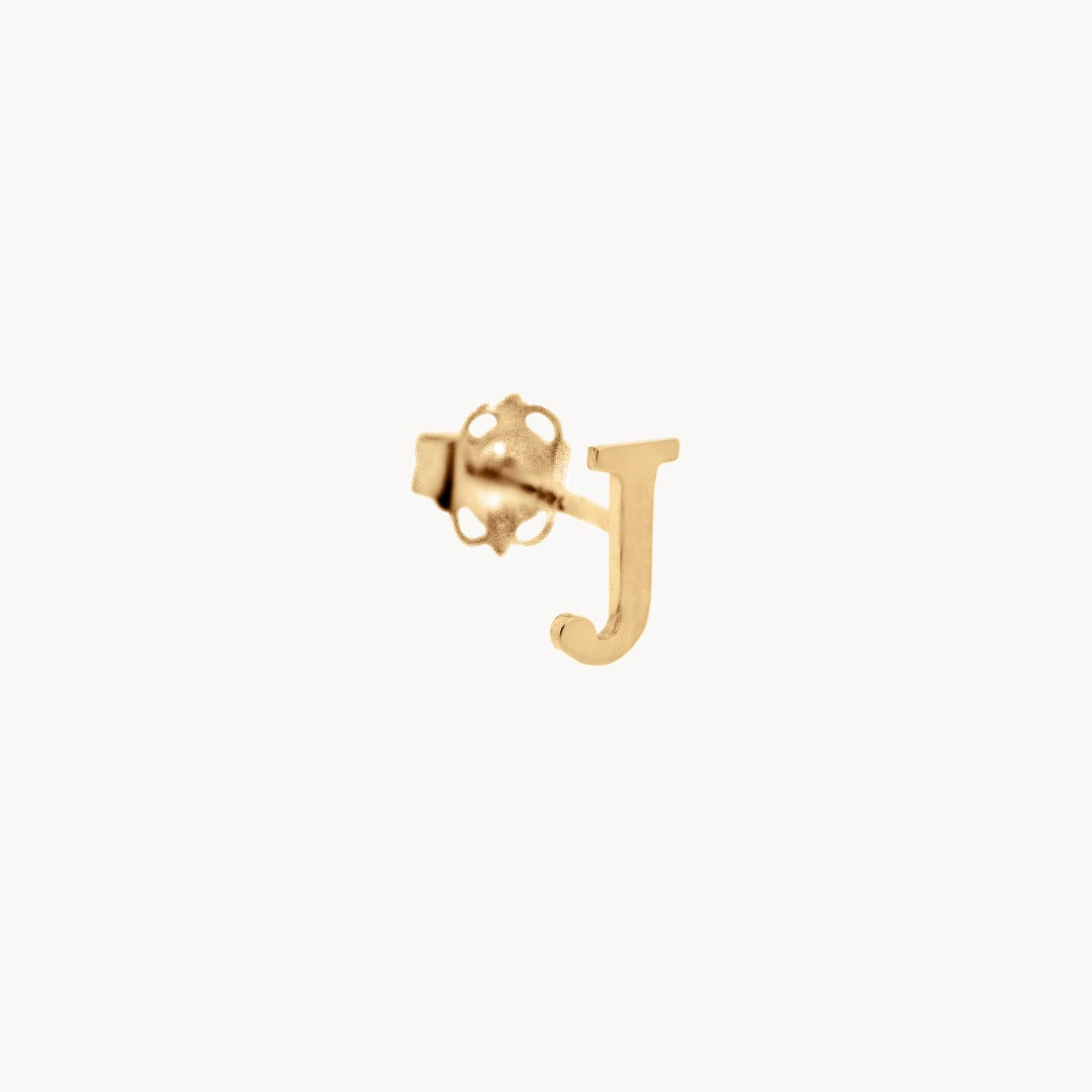 Classic Baby Initial Solid Gold Stud - Single