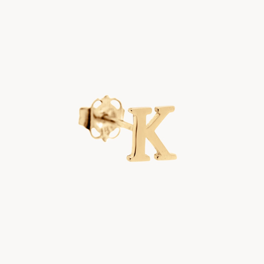 Classic Baby Initial Solid Gold Stud - Single