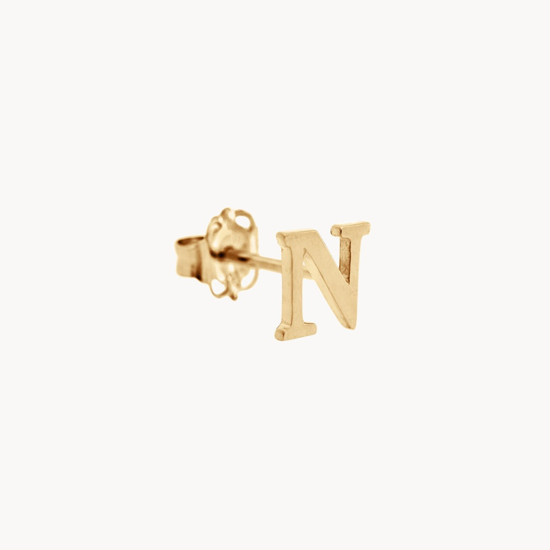 Classic Baby Initial Solid Gold Stud - Single