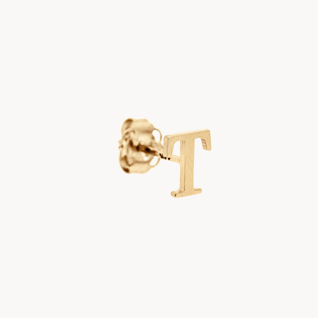 Classic Baby Initial Solid Gold Stud - Single