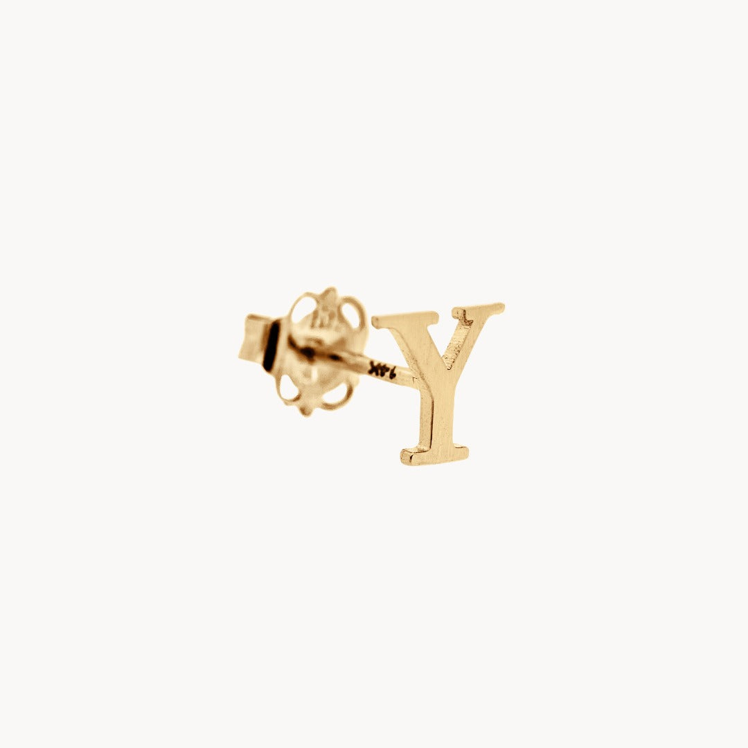 Classic Baby Initial Solid Gold Stud - Single