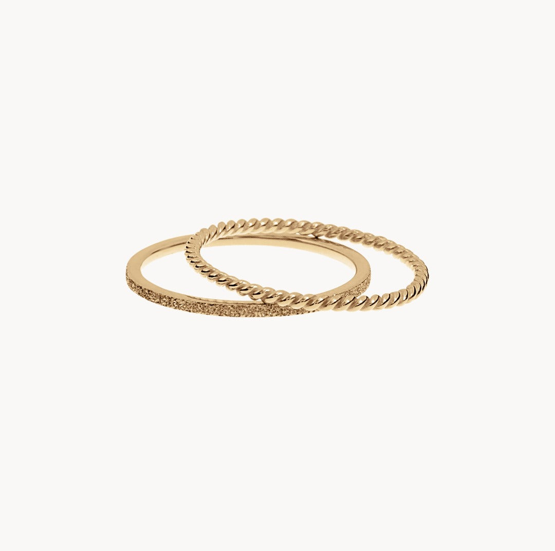 9K Gold 2-Band Pinky Ring Set