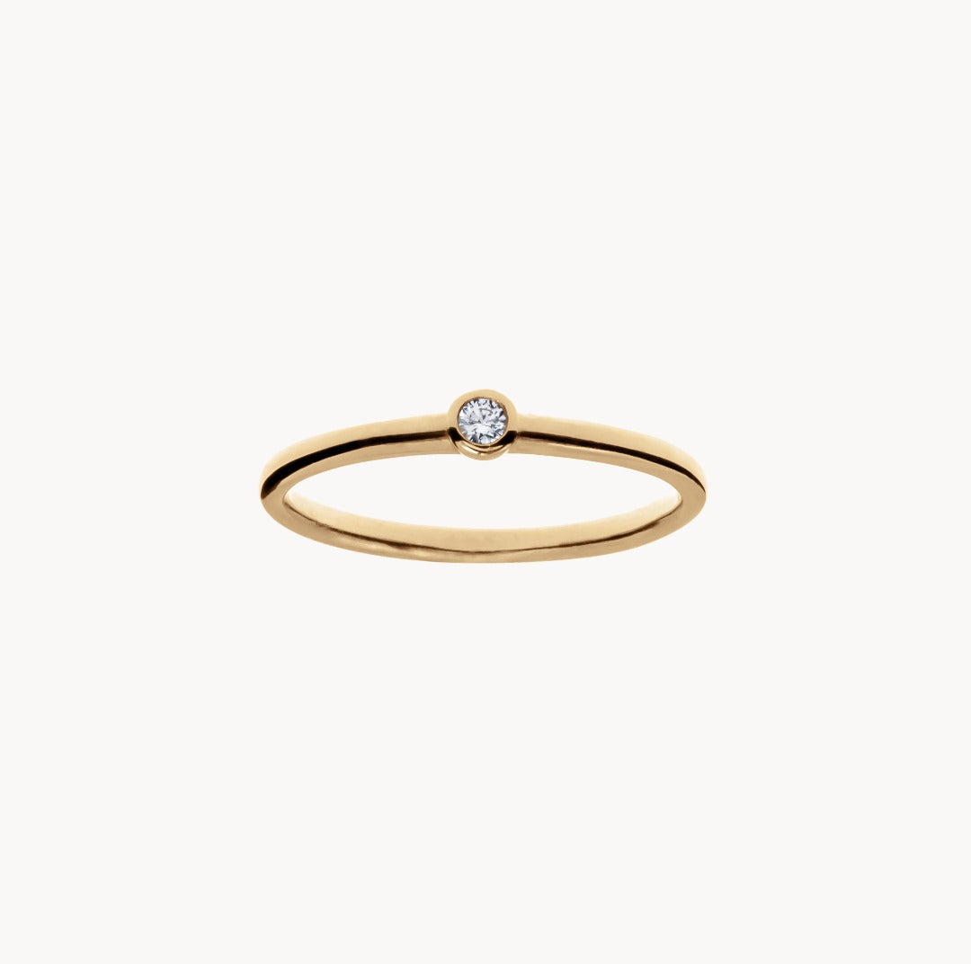 9K Gold Bezel Diamond Ring