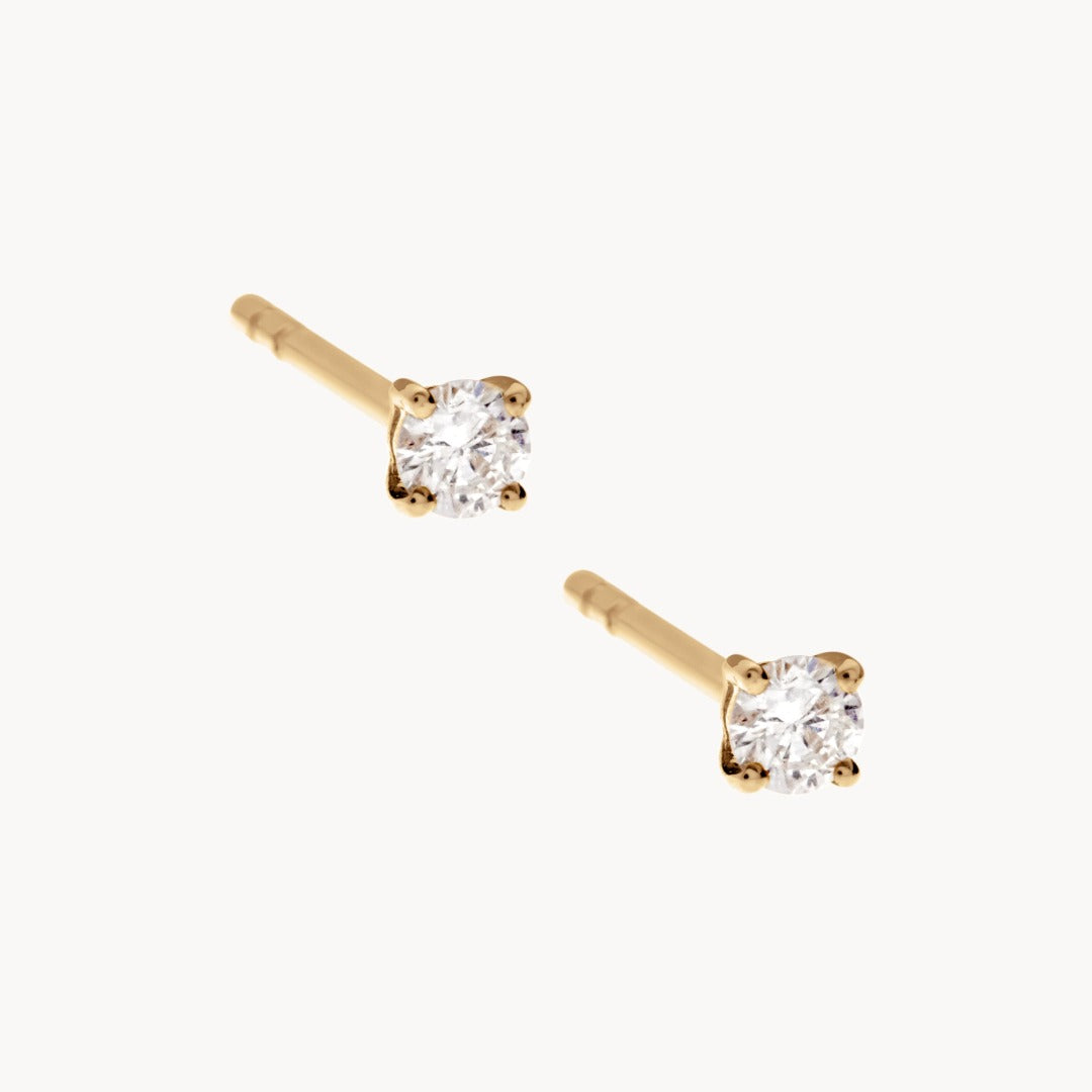 9K Gold Claw-Set Diamond Stud Earrings