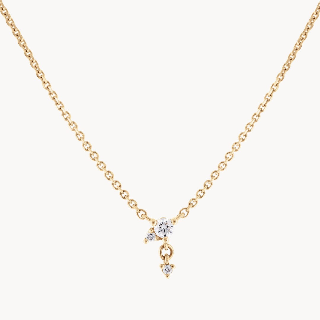 9K Diamond Cluster Drop Necklace