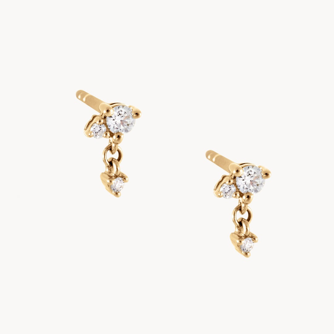 9K Diamond Cluster Drop Earrings