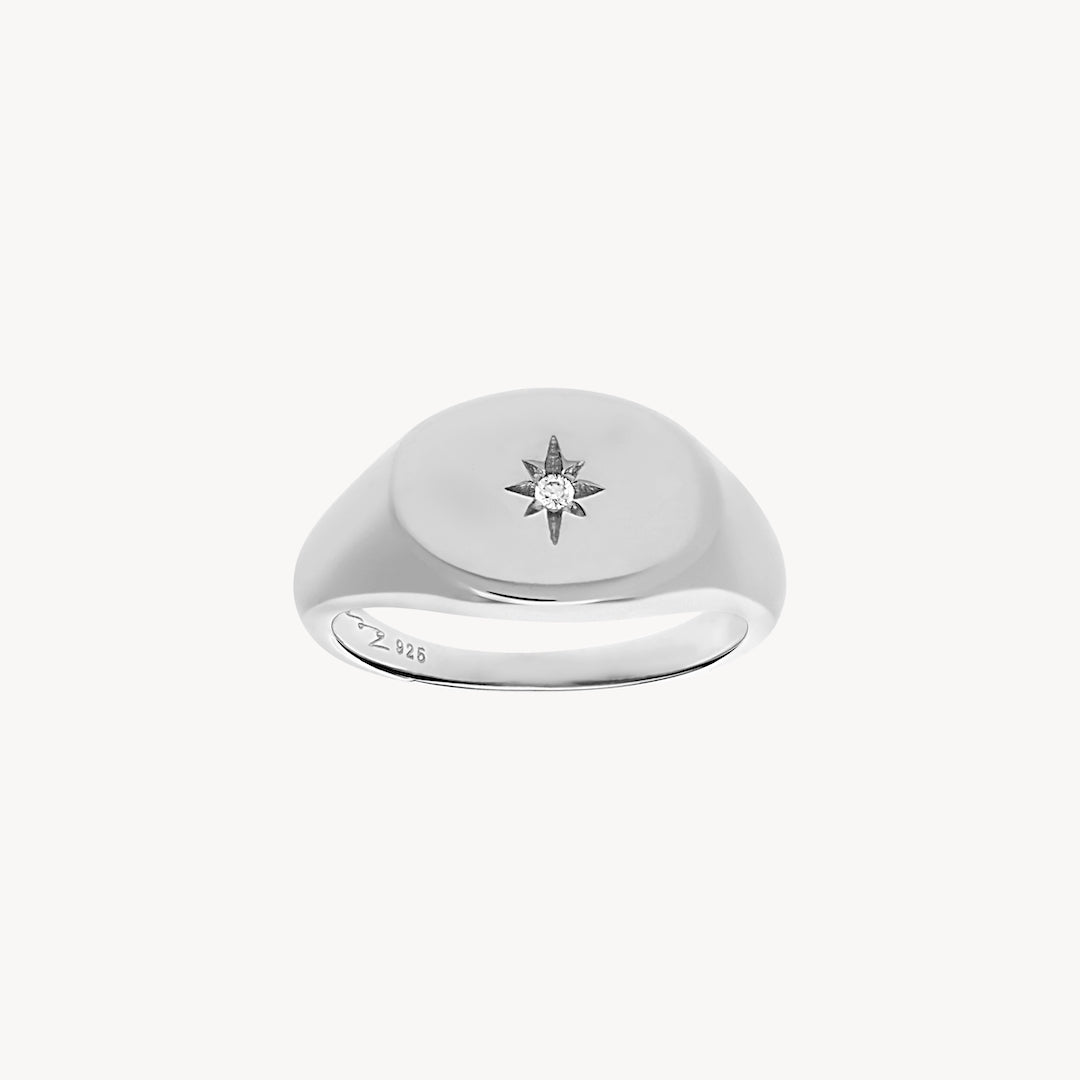 Baby North Star Silver Ring