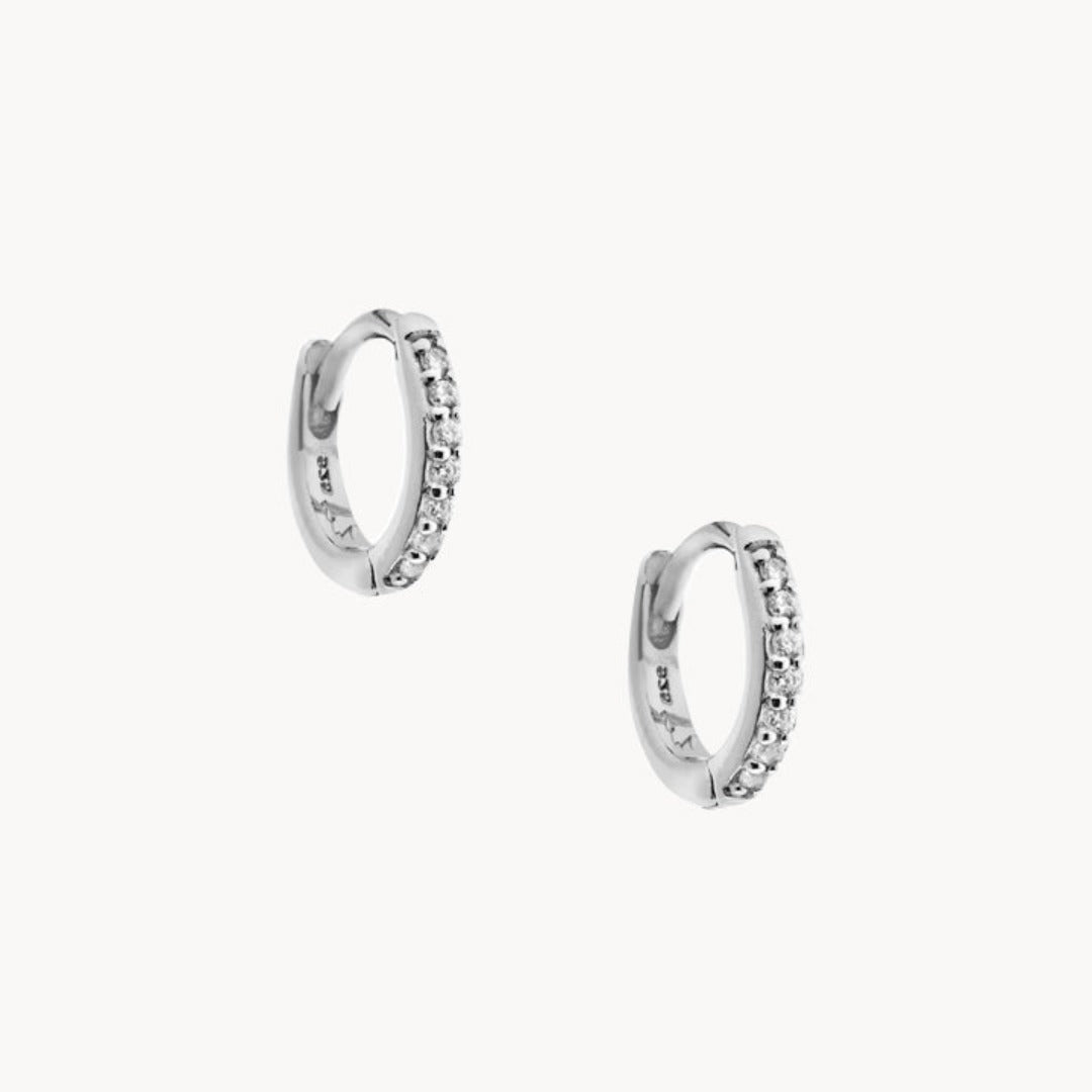 Cannes Silver Cubic Zirconia Huggie Hoops