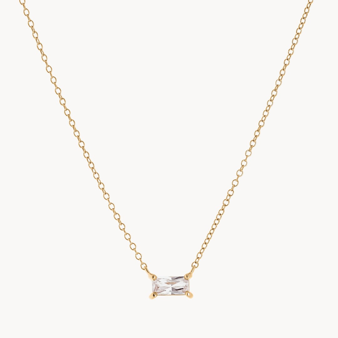 Claw-set Radiant Cubic Zirconia Gold Necklace