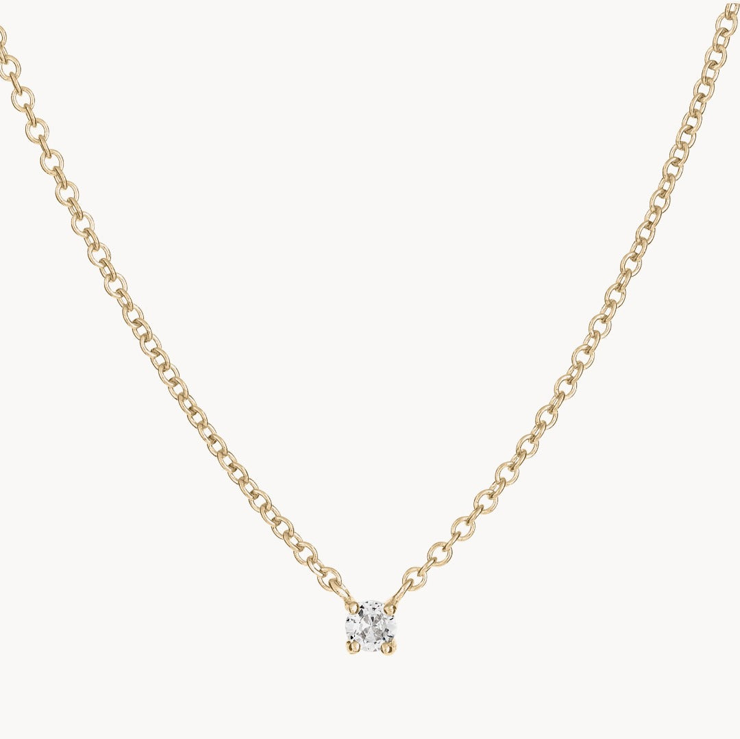 Claw-set Round Cubic Zirconia Gold Necklace