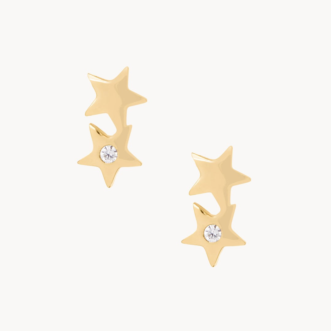 Double Star Gold Earrings