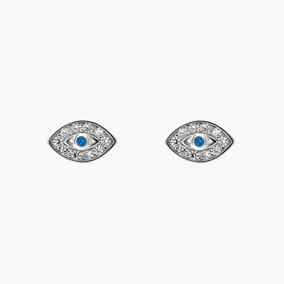 Evil Eye Silver Stud Earrings