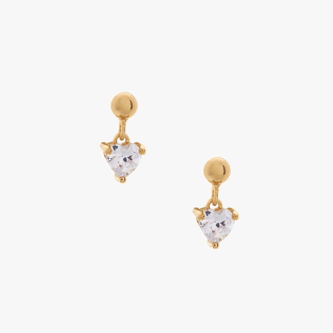 Heart Drop Gold Earrings