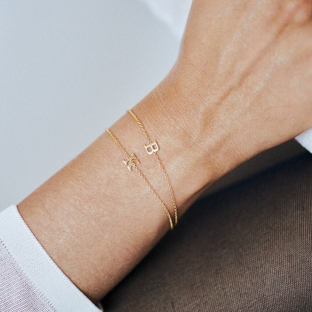 Classic Baby Gold Initial Bracelet - 18K Gold Plated