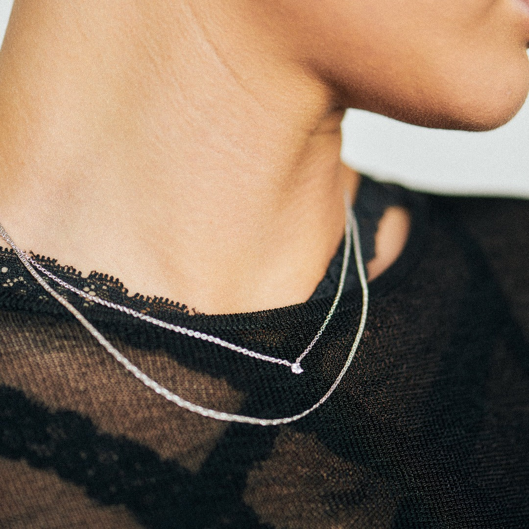 Claw-set Round Cubic Zirconia Silver Necklace