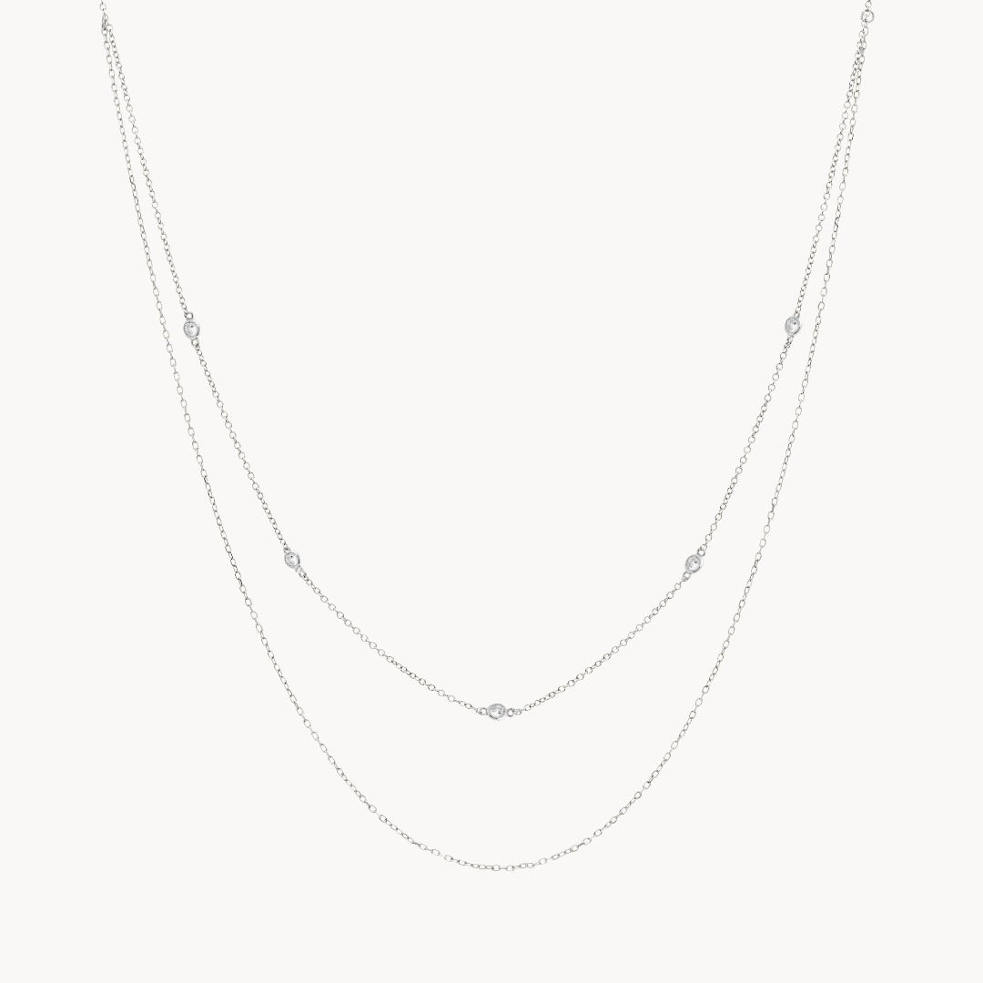 Lacey Double Chain Silver Necklace