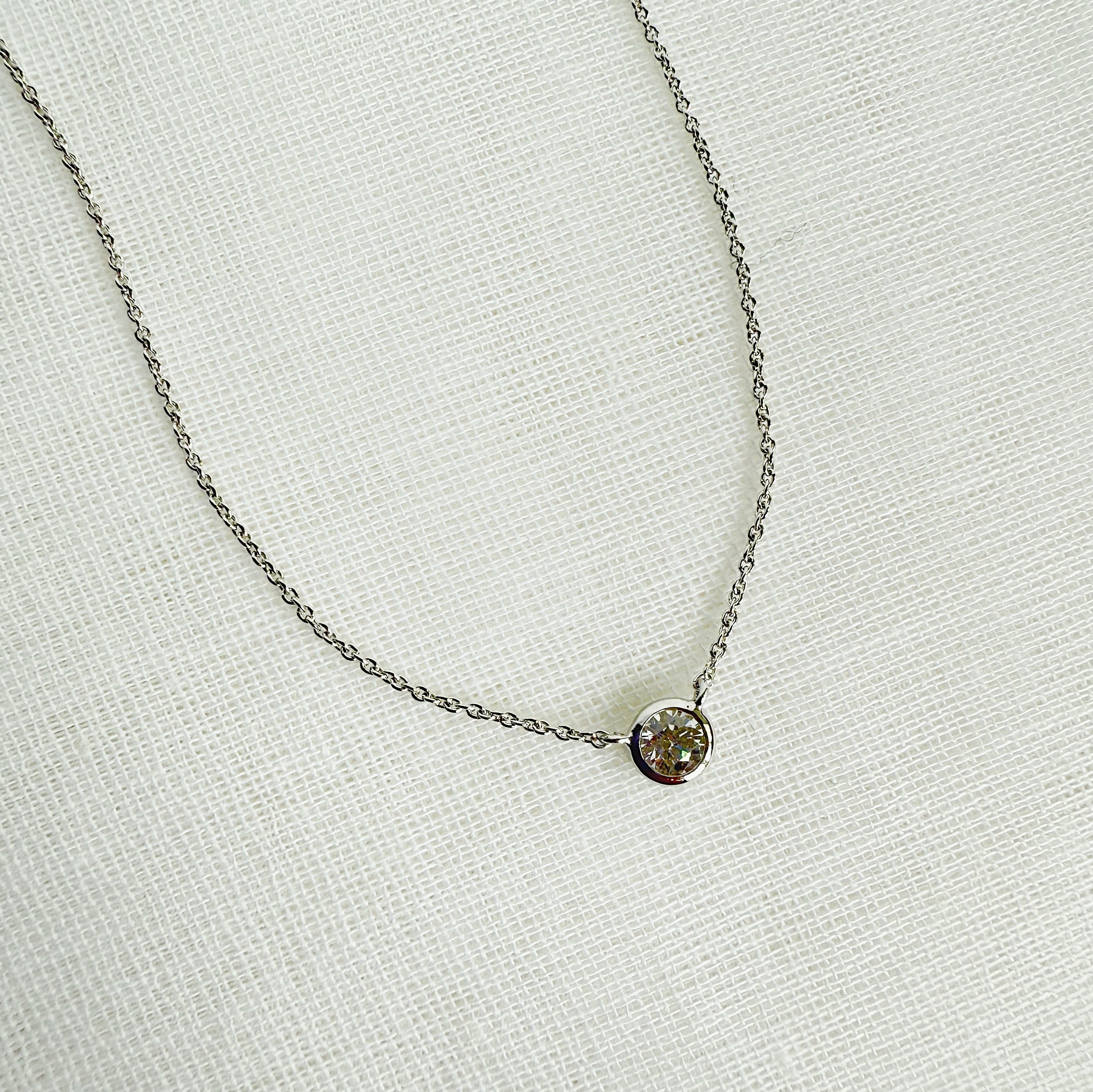 Bezel Set Cubic Zirconia Silver Necklace
