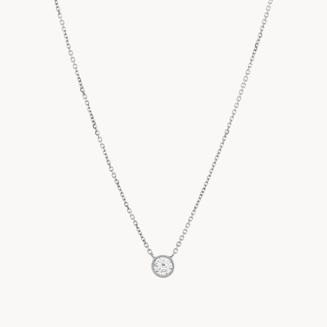 Bezel Set Cubic Zirconia Silver Necklace