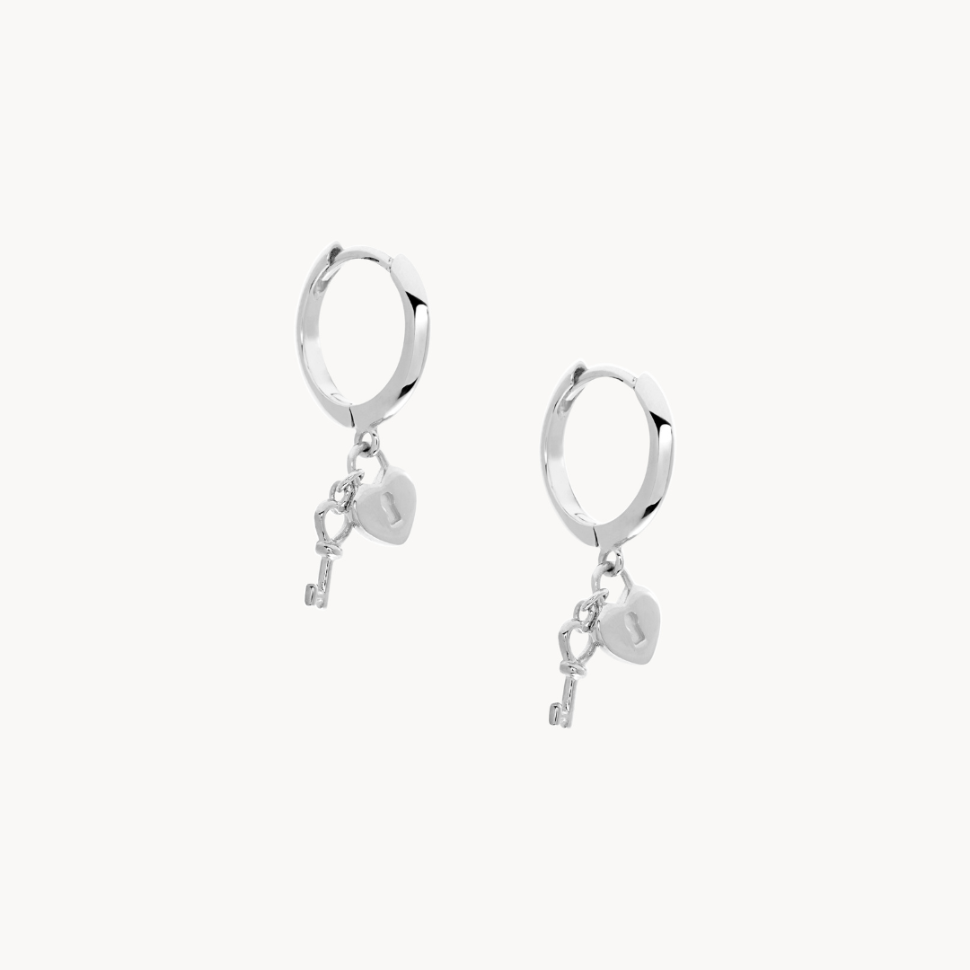 Lock & Key Silver Mini Hoops