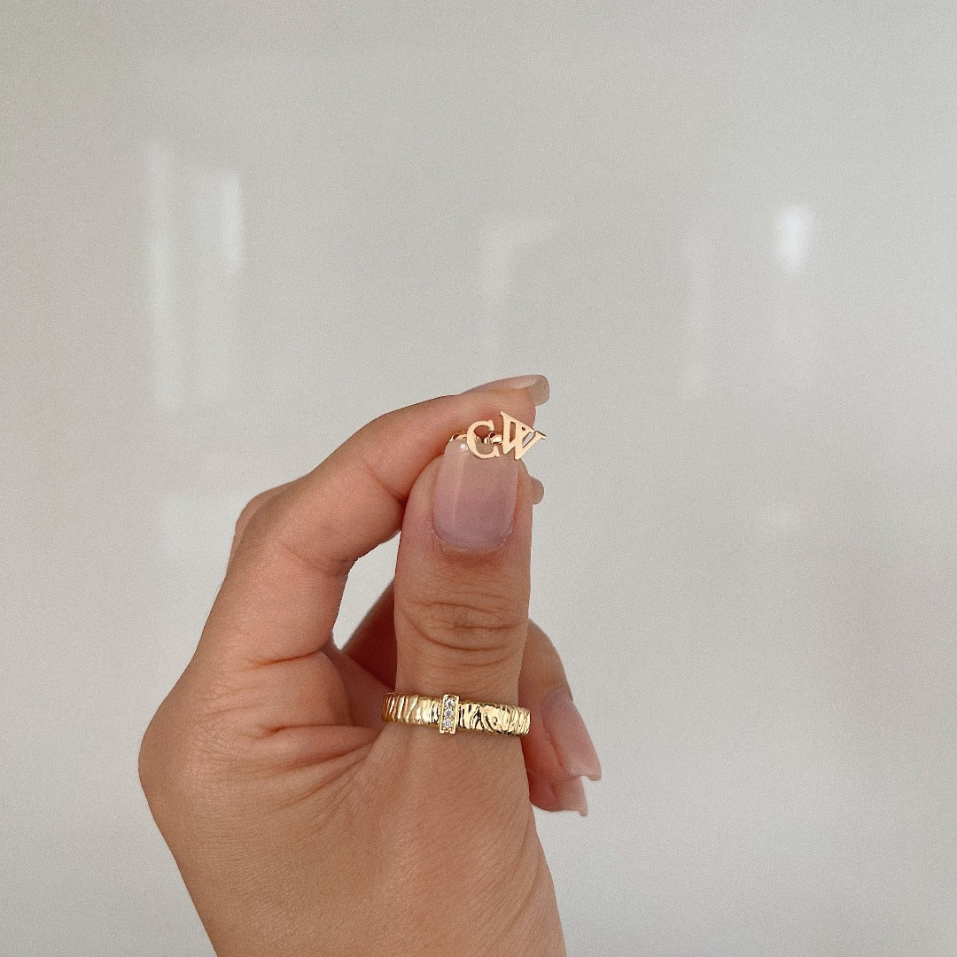 Classic Baby Initial Solid Gold Stud - Single