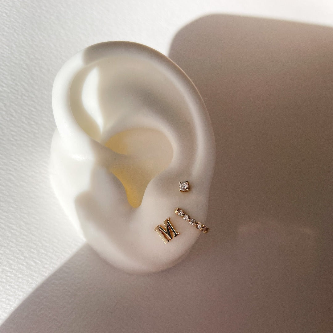 Classic Baby Initial Solid Gold Stud - Single