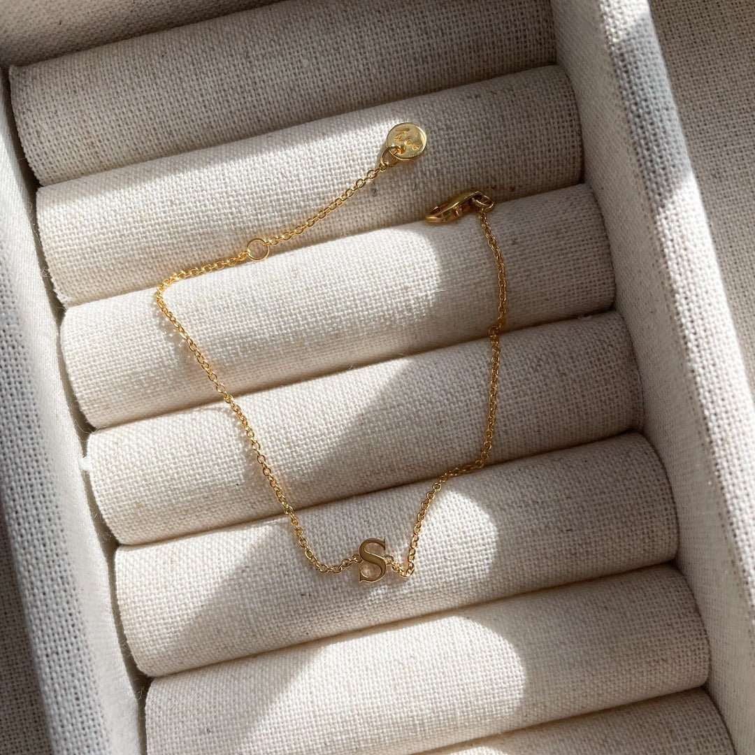 Classic Baby Gold Initial Bracelet - 18K Gold Plated