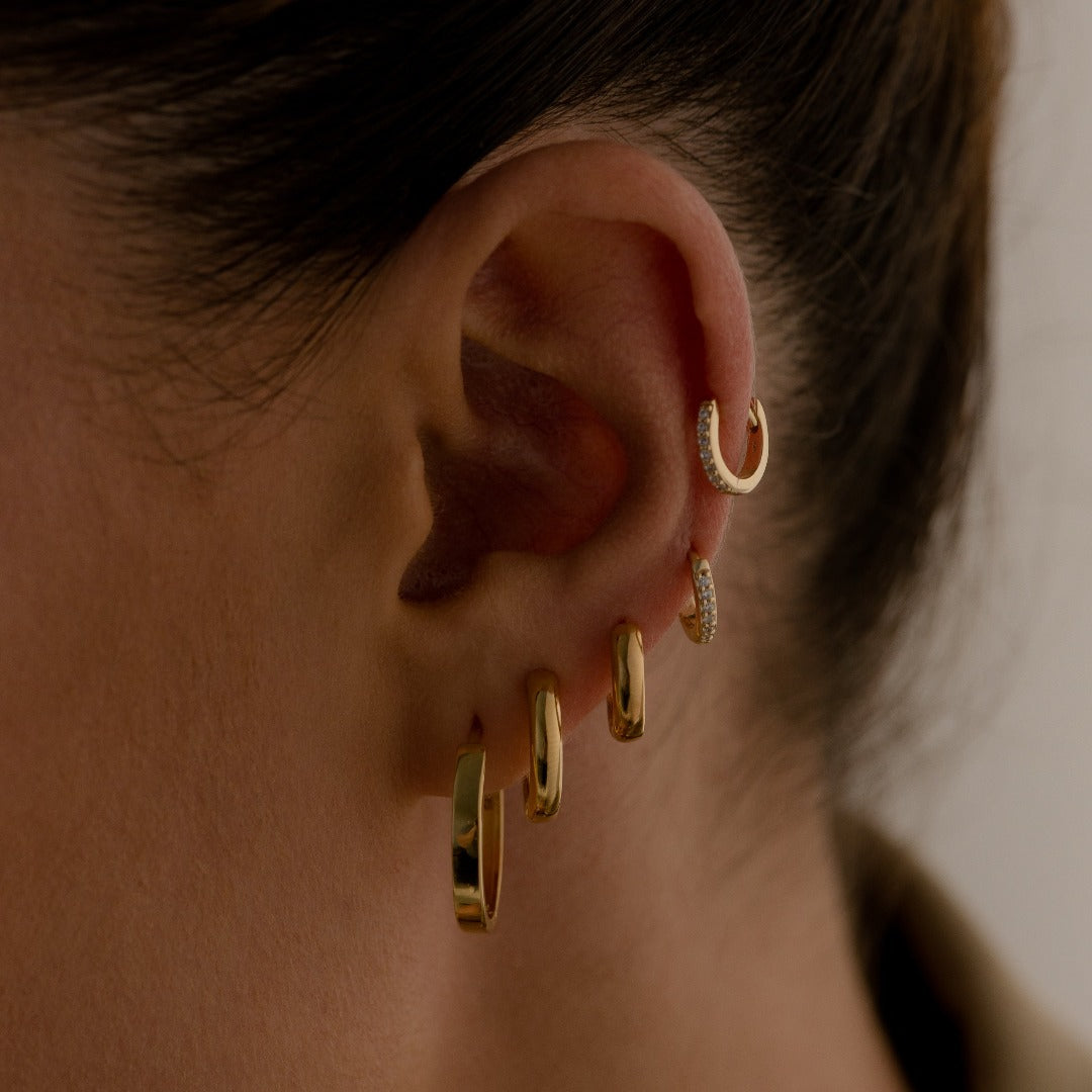 Cannes Gold Cubic Zirconia Huggie Hoops