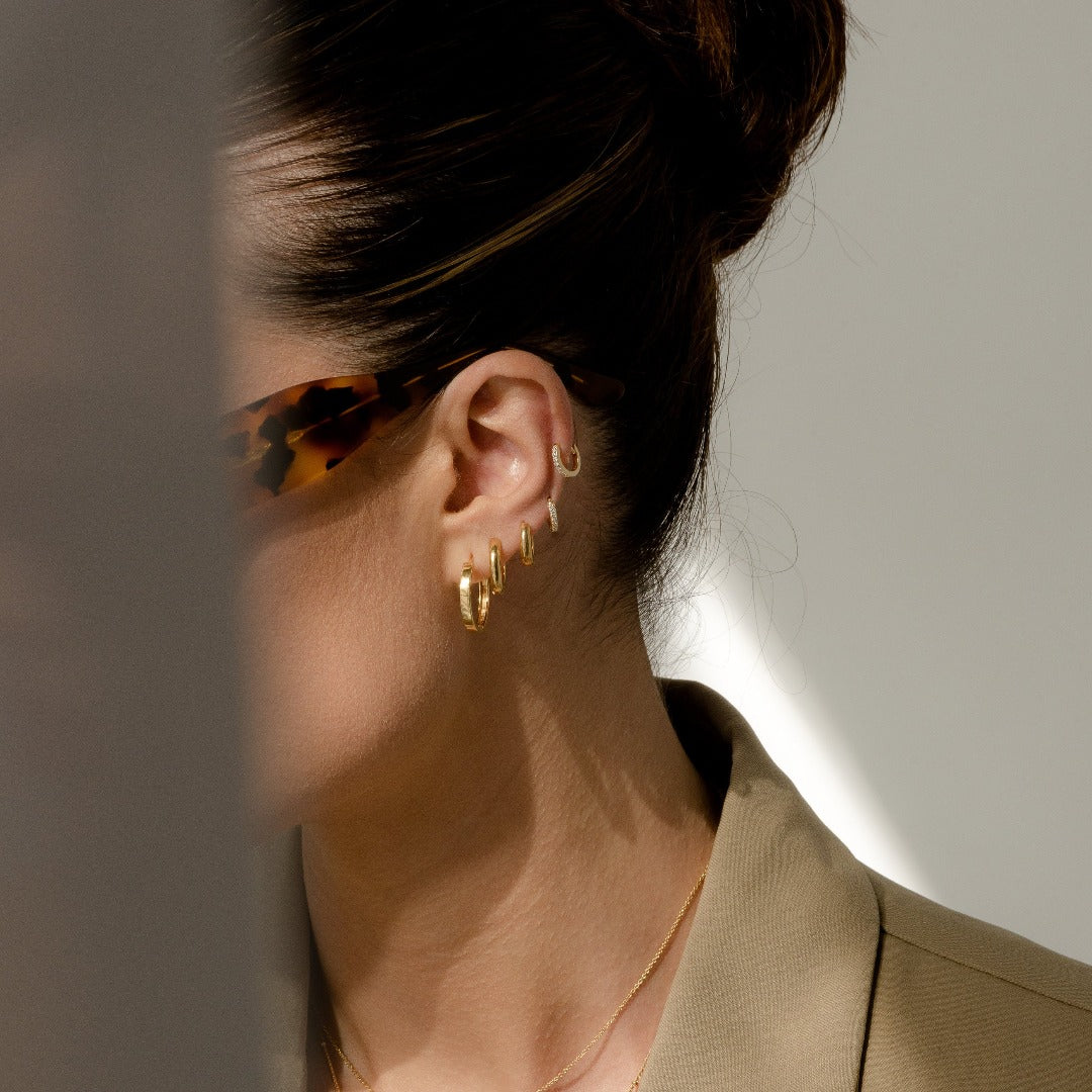 Cannes Gold Cubic Zirconia Huggie Hoops
