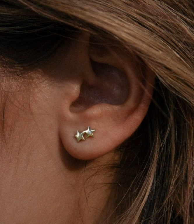 Double Star Gold Earrings