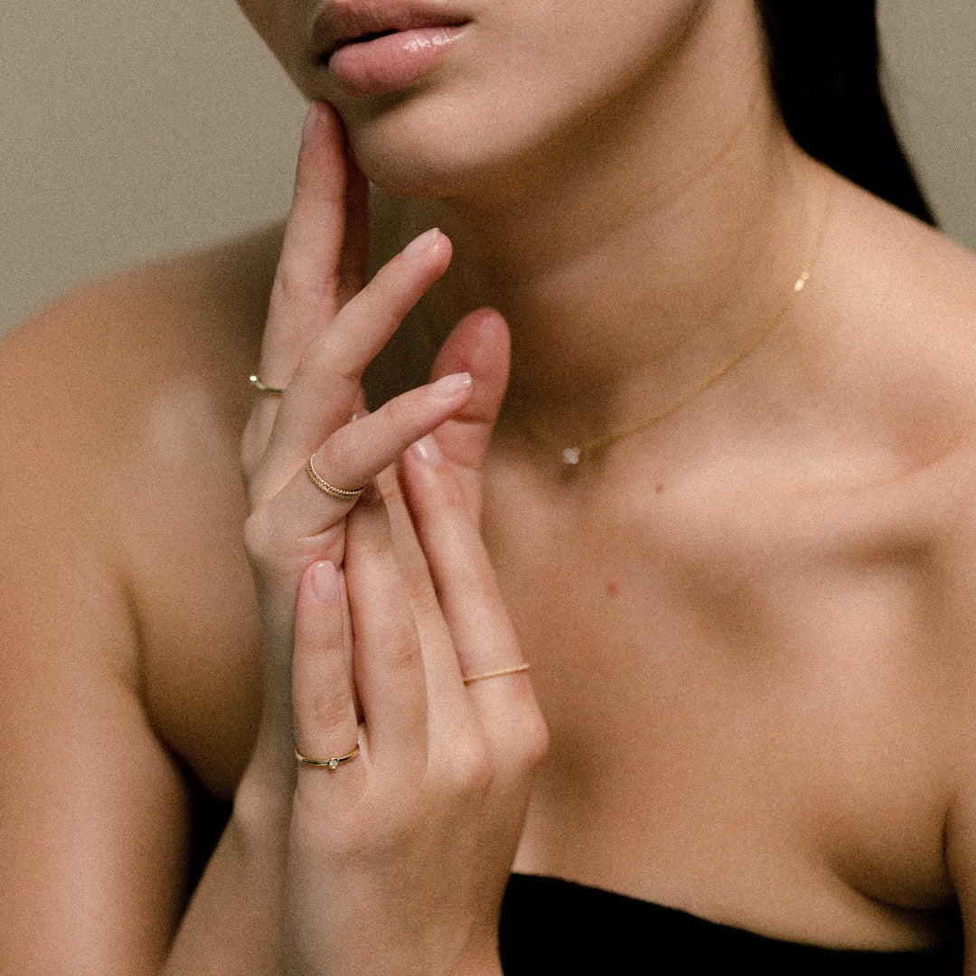 9K Gold 2-Band Pinky Ring Set