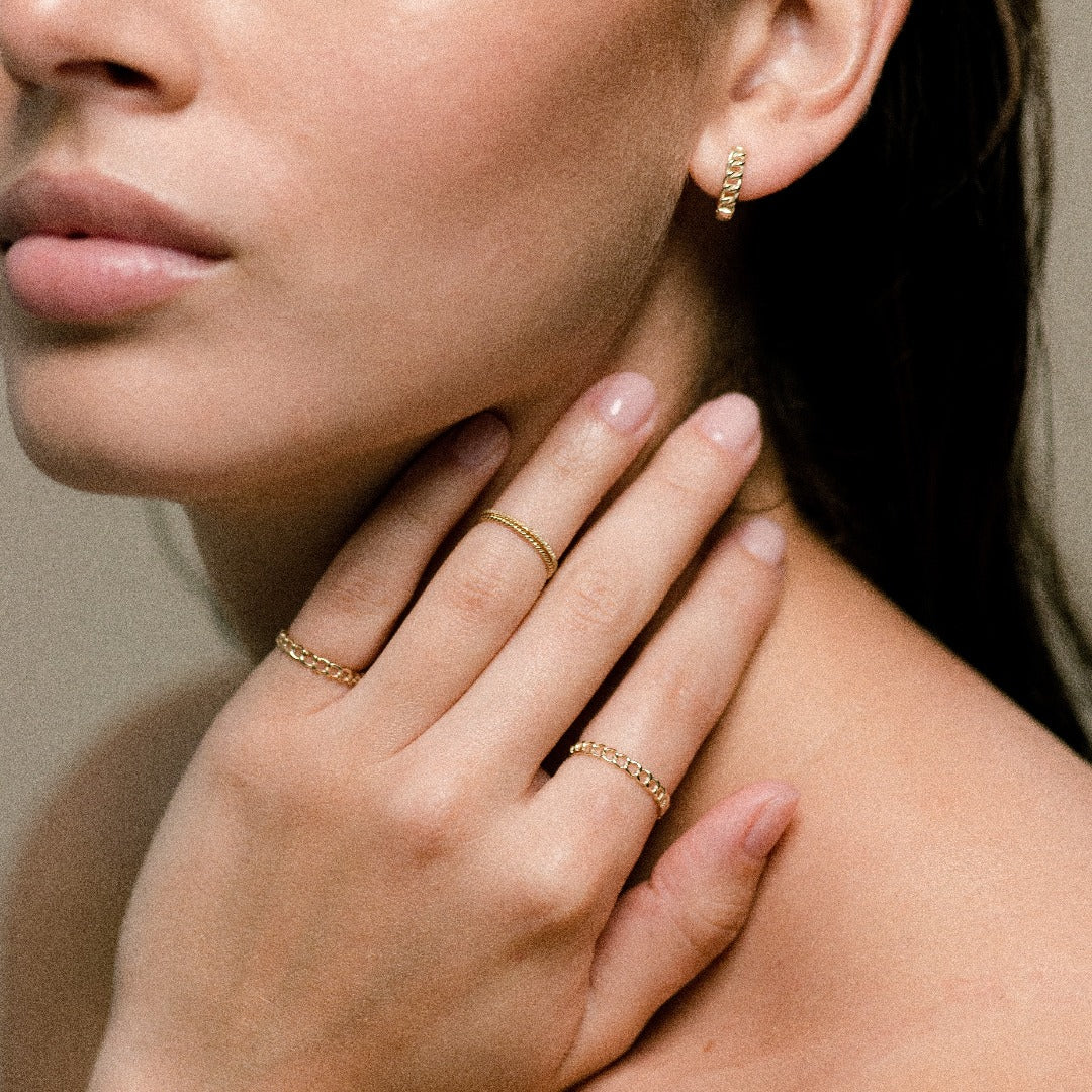 9K Gold 2-Band Pinky Ring Set
