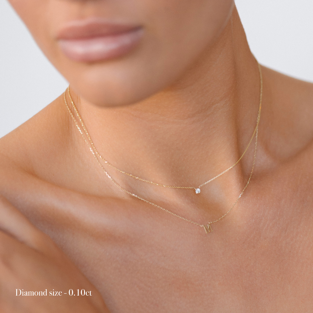 9K Gold Claw-Set Diamond Necklace
