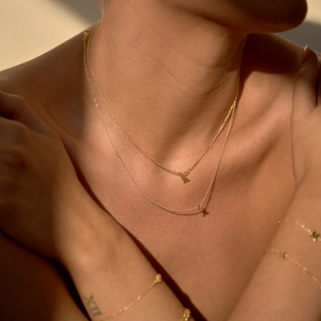 Gold initial necklace for baby Clearance