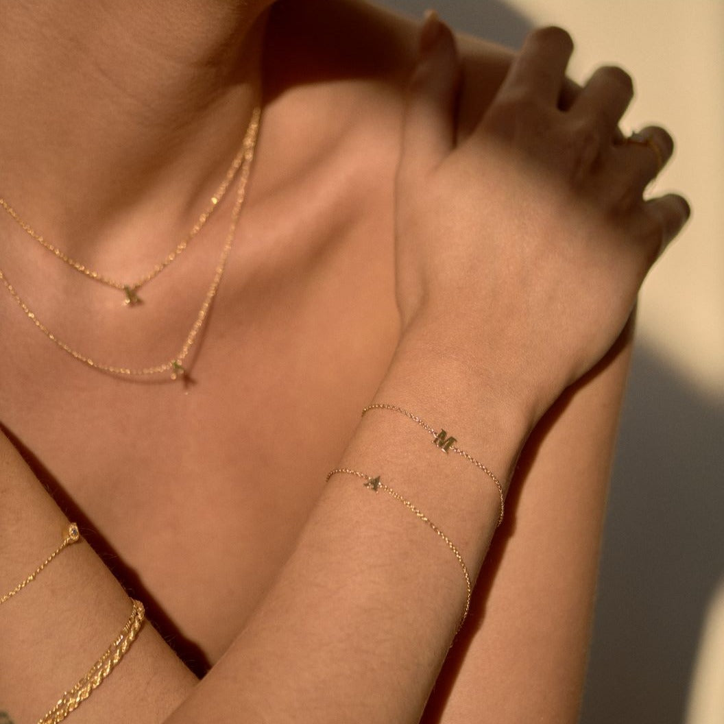 Classic Baby Gold Initial Bracelet - 18K Gold Plated