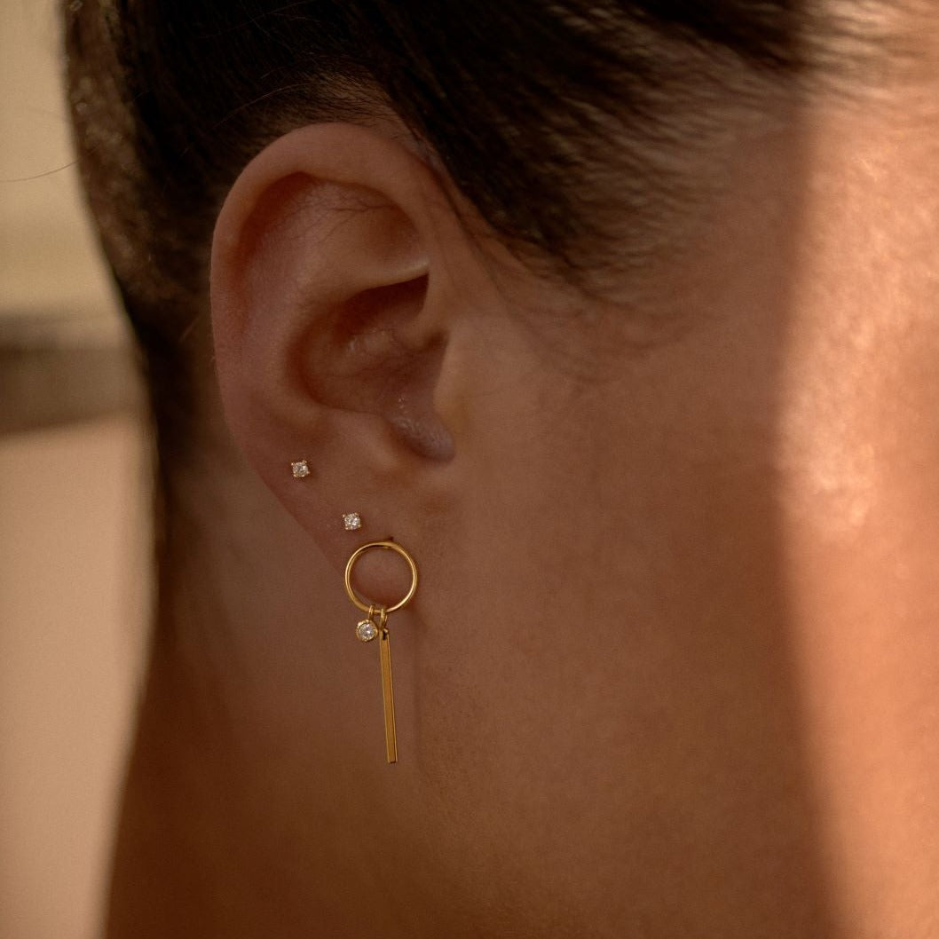 2mm Gold Cubic Zirconia & Ball Stud Pack