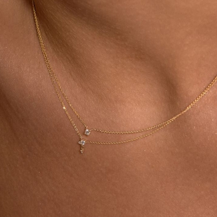 9K Diamond Cluster Drop Necklace