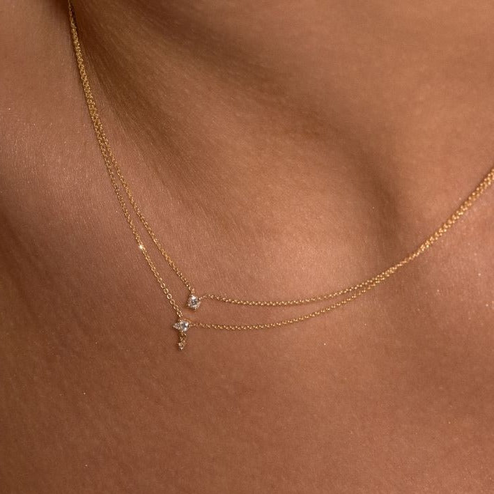 9K Gold Claw-Set Diamond Necklace